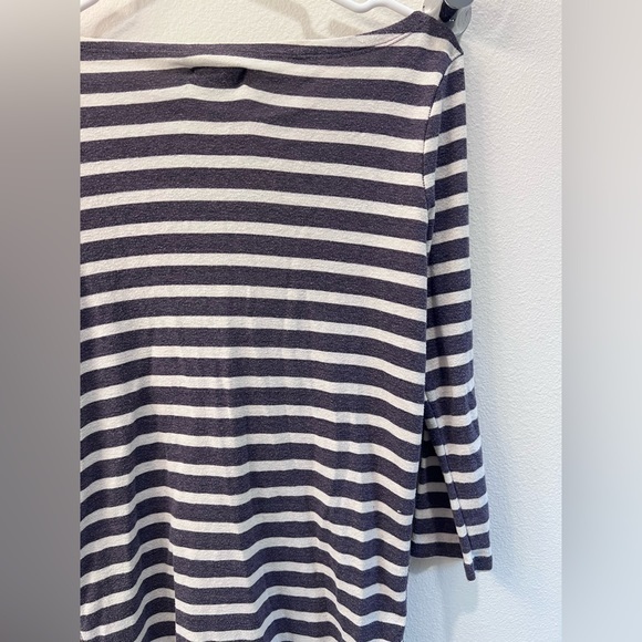 Striped Three Quarter Sleeve Off The Shoulder Tee - Picture 6 of 8
